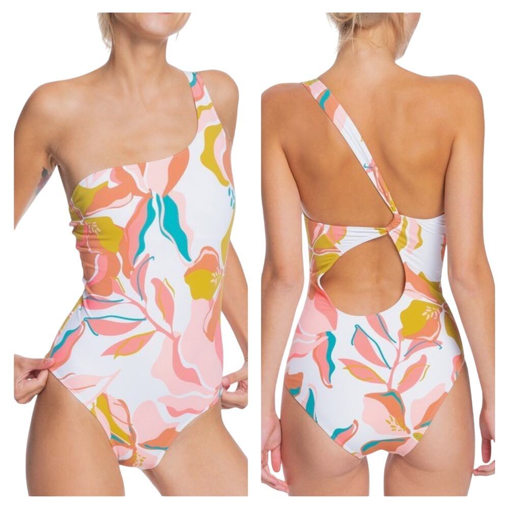 🩱Roxy One-Shoulder Floral Bikini - Pink, Blue, Green